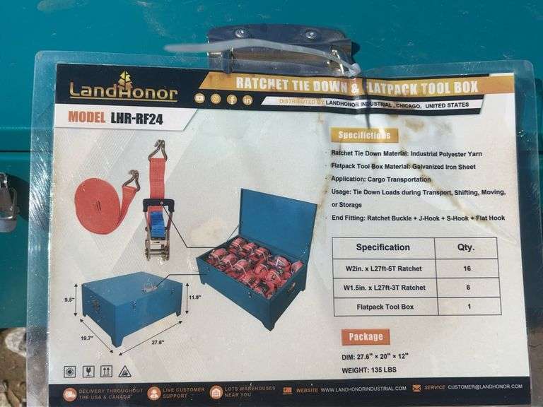 LANDHONOR RATCHET TIE DOWN & FLAT PACK TOOLBOX