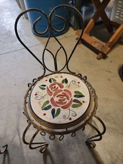 vintage-style wrought iron bistro chair plant stands