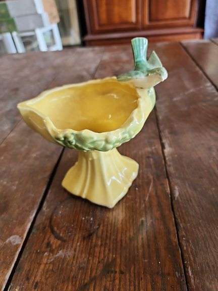 Vintage Yellow McCoy Pottery Bird Bath Planter