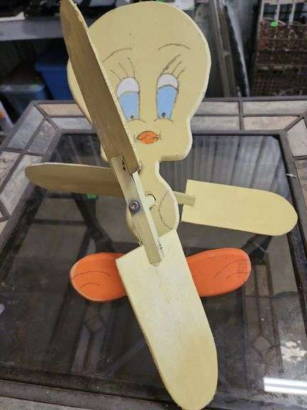 Vintage handmade wooden Tweety Bird whirligig