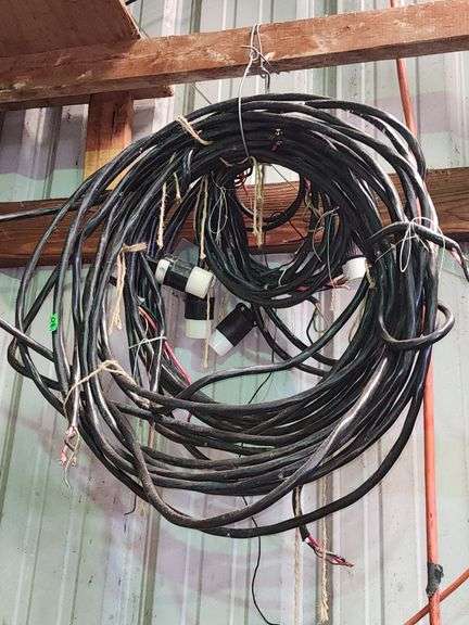 heavy-duty black electrical cable with plugs