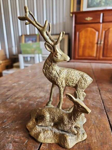 Vintage Brass Deer Statue