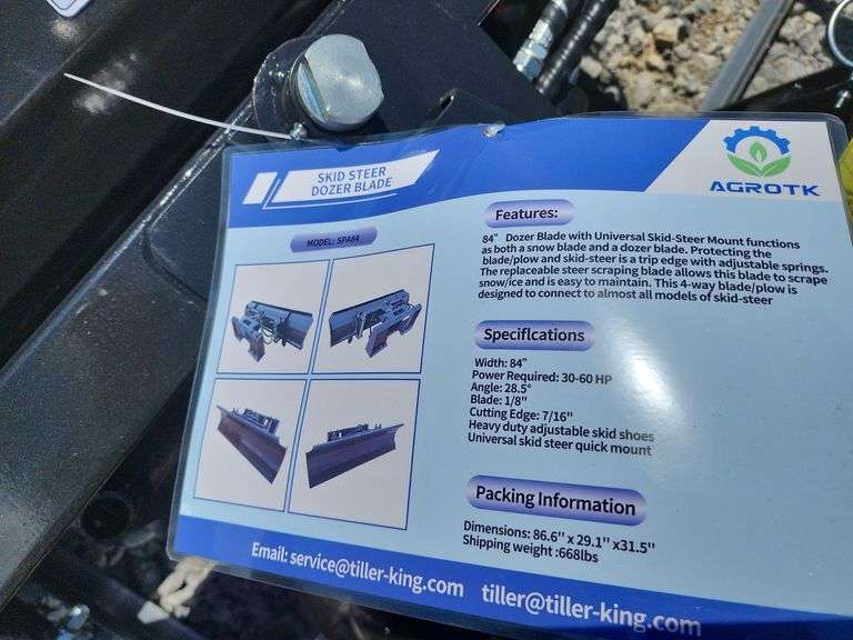 MOWER KING 84" SKID STEER DOZER BLADE
