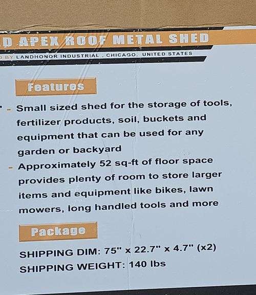 LANDHONOR GALVANIZED APEX ROOF METAL SHED