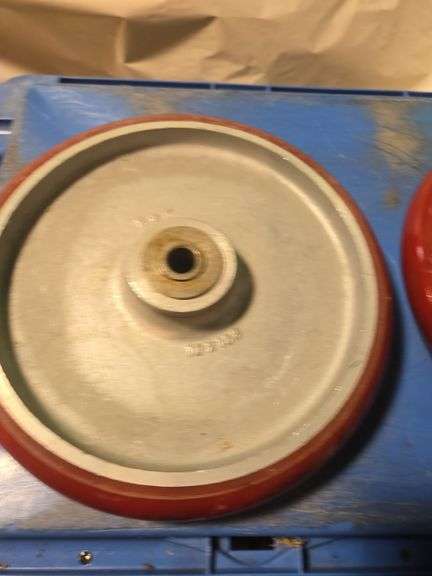 Service Caster heavy-duty red polyurethane on aluminum wheels with roller bearings