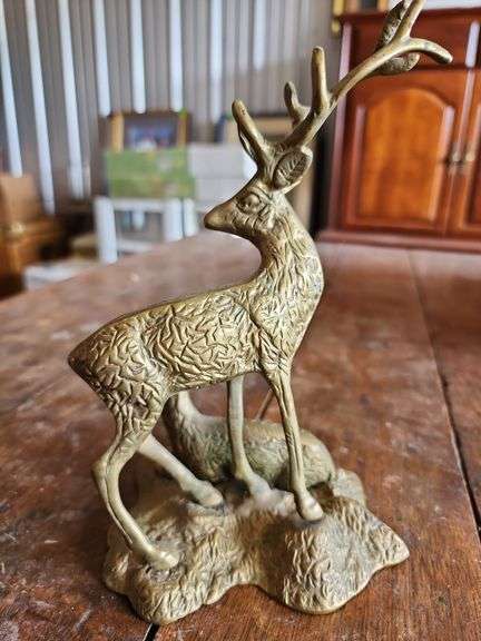 Vintage Brass Deer Statue