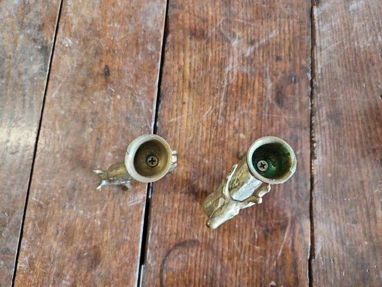 Vintage Brass Deer Candle Holders