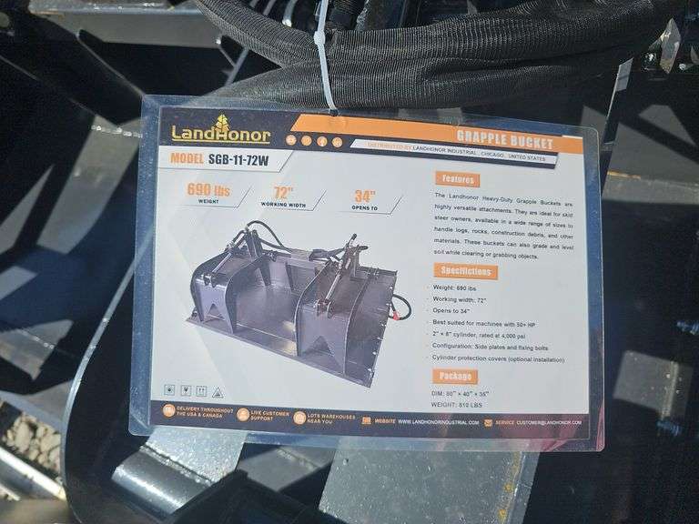 LANDHONOR SKID STEER GRAPPLE BUCKET