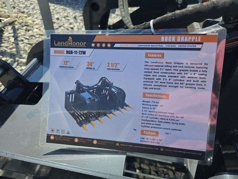 LANDHONOR SKID STEER ROCK GRAPPLE