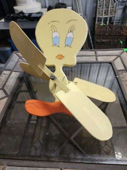 Vintage handmade wooden Tweety Bird whirligig