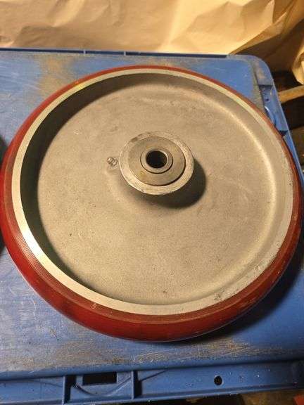 Service Caster heavy-duty red polyurethane on aluminum wheels with roller bearings