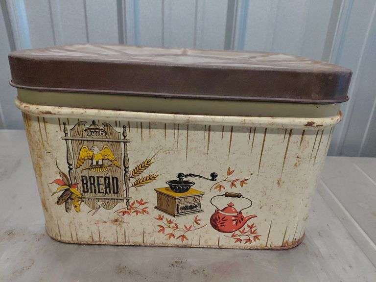 Vintage metal bread box