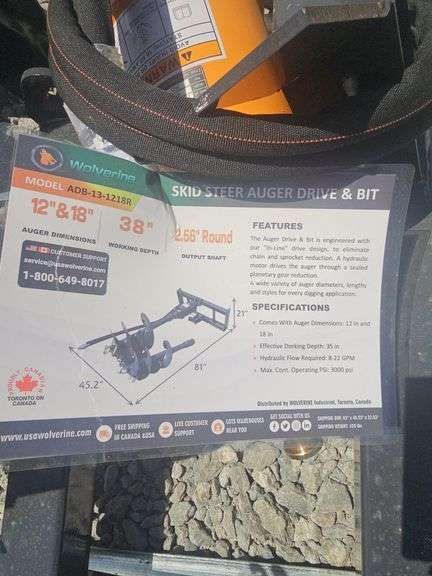 WOLVERINE SKID STEER AUGER DRIVE & BIT