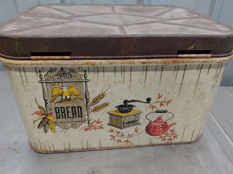 Vintage metal bread box