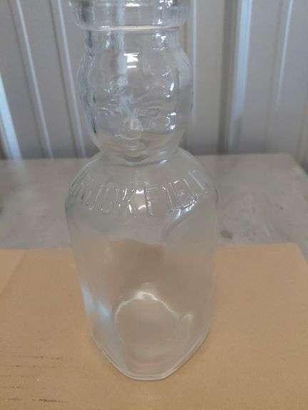 Planters Mr. Peanut "Happy Holidays" Glass Jar & Brookfield Baby Top Cream Milk Bottle