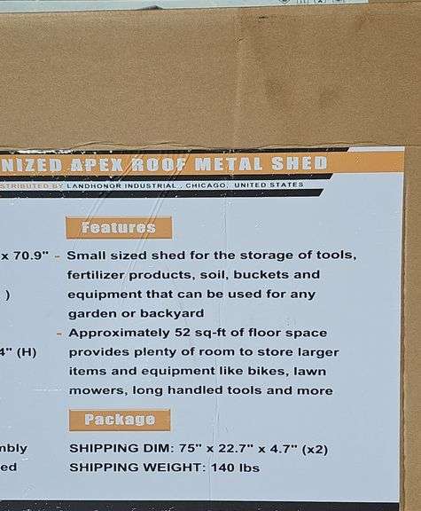 LANDHONOR GALVANIZED APEX ROOF METAL SHED