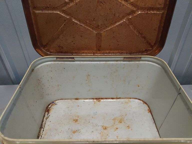 Vintage metal bread box