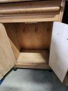 wood rolling kitchen cart with a butcher block and more