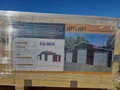 UNUSED TRIPLE GARAGE METAL SHED