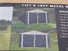11'x19' METAL GARAGE SHED W/ DOUBLE FRONT DOORS