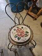 vintage-style wrought iron bistro chair plant stands