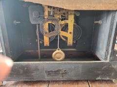 Antique Faux Marble & Black Mantle Clock