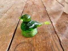 Vintage Green Kanawha Glass Bird Figurine