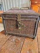 Vintage Ornate Rattan Small Trunk/Box