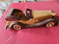 vintage handcrafted two-toned wooden antique classic car