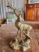 Vintage Brass Deer Statue