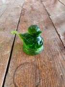 Vintage Green Kanawha Glass Bird Figurine