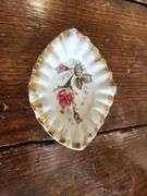 Vintage Persian Trinket or Pill Box with Mother of Pearl Lid & Vintage Porcelain Trinket Dish