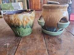 Vintage Robinson Ransbottom Roseville Pottery Planter & Glazed Bean Pot
