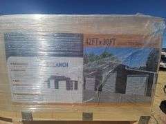 UNUSED TRIPLE GARAGE METAL SHED