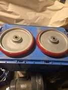 Service Caster heavy-duty red polyurethane on aluminum wheels with roller bearings