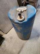 15-gallon blue plastic drum
