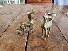 Vintage Brass Deer Candle Holders