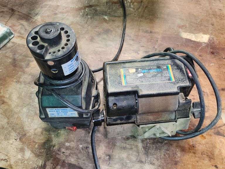 Wet wheelhouse grinder, sharpener, and honer & Chicago electric drill bit sharpener.