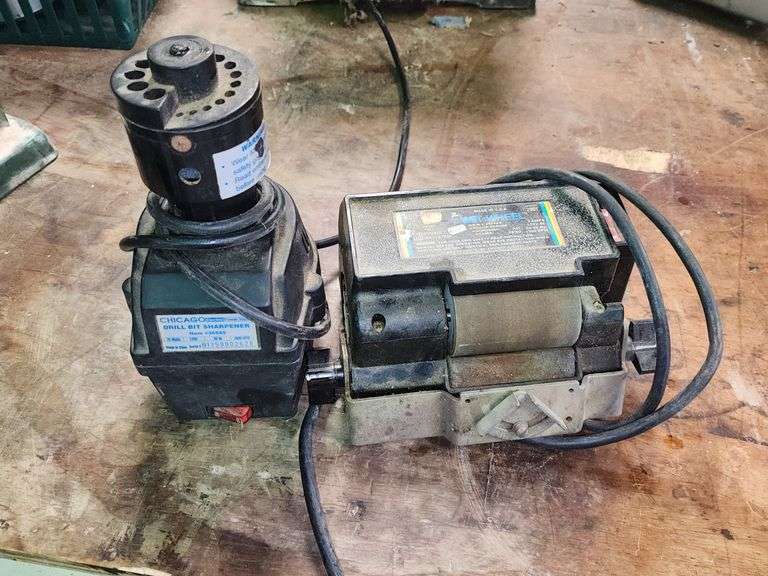 Wet wheelhouse grinder, sharpener, and honer & Chicago electric drill bit sharpener.