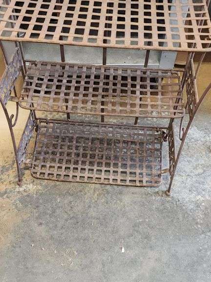 Vintage 3-Tier Wrought Iron Foldable Plant Stand