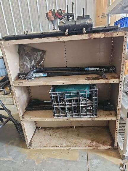 Vintage Beige Industrial Metal Shelving Unit