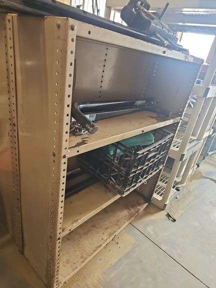 Vintage Beige Industrial Metal Shelving Unit