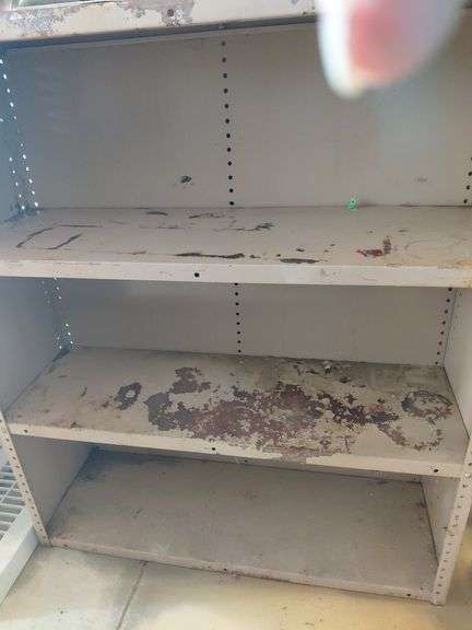 Vintage Beige Industrial Metal Shelving Unit