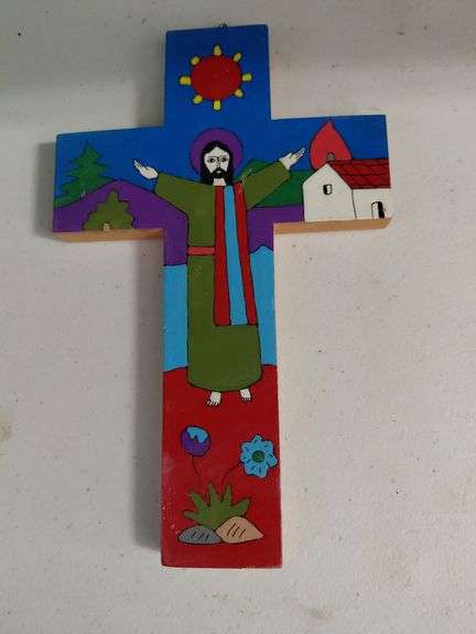 Hand Painted El Salvador Wooden Cross