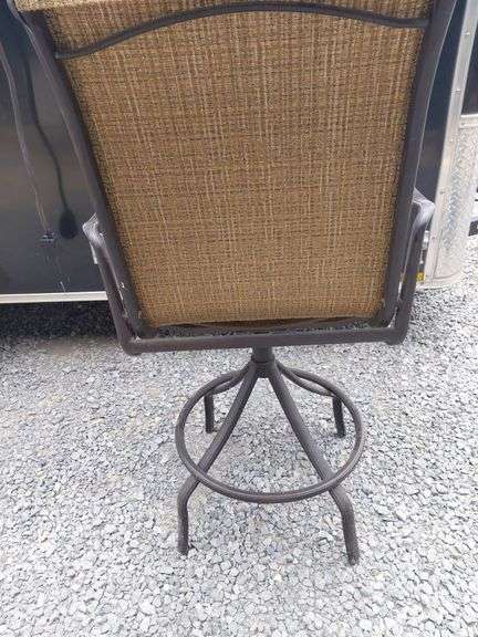 Brown Textile Sling Swivel Patio Chair