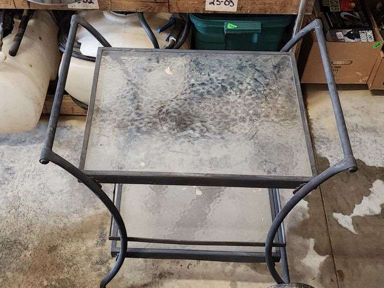 Vintage Style Metal & Glass Bar Serving Cart