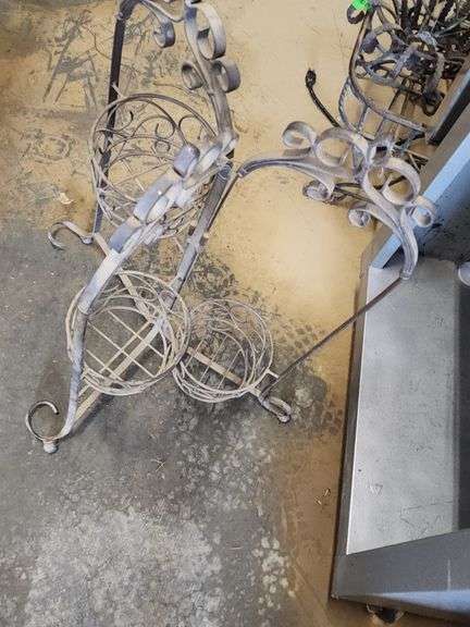 Vintage Folding Wrought Iron Staggering Plant Stand