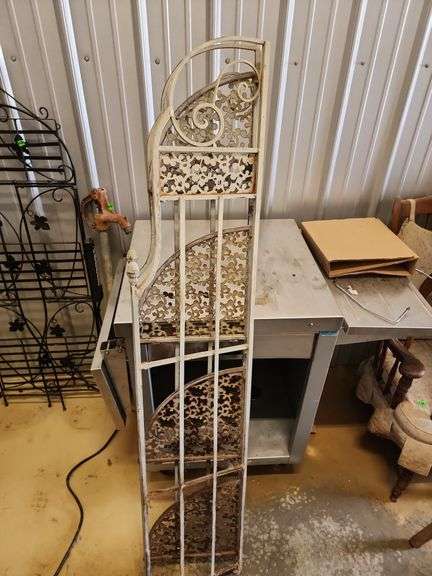 Vintage Wrought Iron Foldable Corner Plant Stand