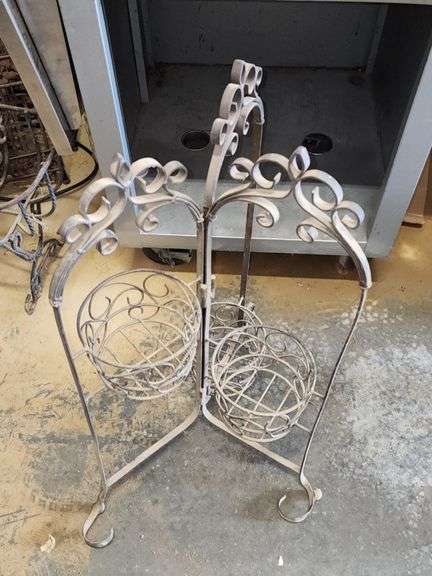 Vintage Folding Wrought Iron Staggering Plant Stand