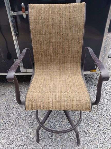 Brown Textile Sling Swivel Patio Chair